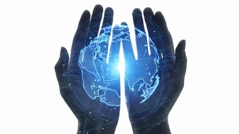 Human hands and global communciation network concept. Stock Footage 127563094