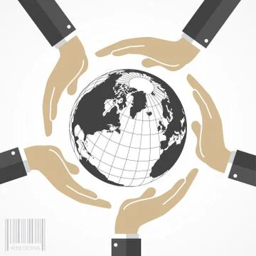 Human hands around the world Stock Illustration