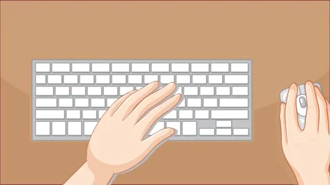 Human hands on a computer keyboard and mouse, top view Stock Footage 324625959