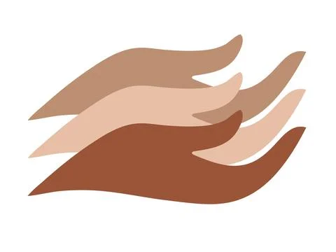 Human hands of different ethnicities, symbol of humanity Stock Illustration