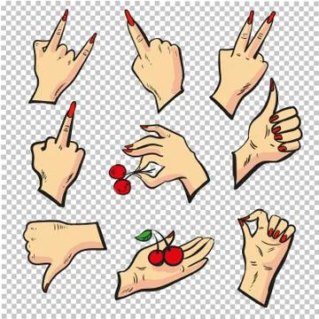 Human hands different pose signal human fingers Stock Illustration