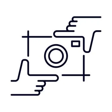 Human hands doing cropping symbol on white background. Vector design element, イラスト素材