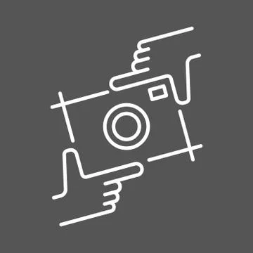 Human hands doing cropping symbol on white background. Vector design element Illustrazione stock