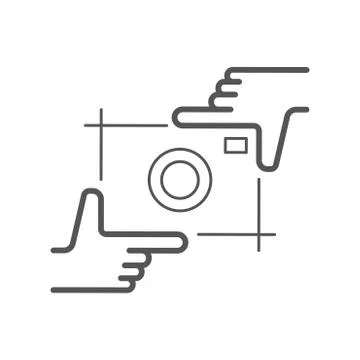 Human hands doing cropping symbol on white background. Vector design element Illustrazione stock