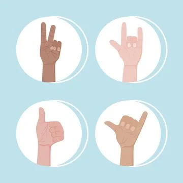 Human hands doing signs Stock Illustration