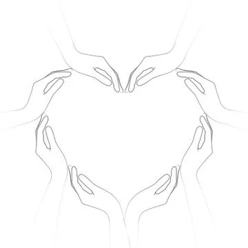 Human hands form a heart isolated on white background Illustrazione stock
