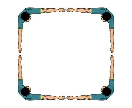Human hands frame, human hands making a square top view hand drawn vector Stock Illustration