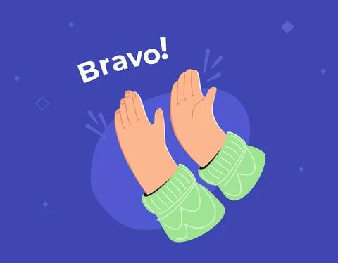 Human hands friendly clapping and cheering bravo Ilustración de archivo
