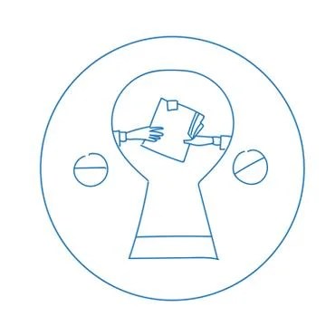 Human hands give panama papers folder secret document concept view through door Stock Illustration