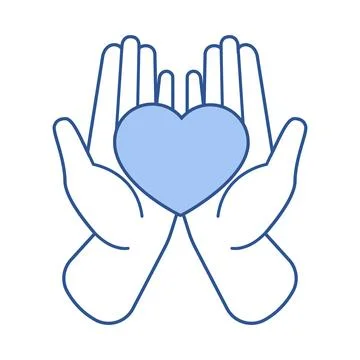 Human hands hold abstract heart shape. Stock Illustration