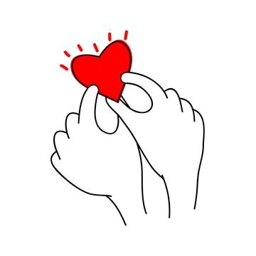 Human hands holding and protect red heart Stock Illustration