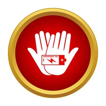 Human hands holding charging battery concept icon 스톡 일러스트