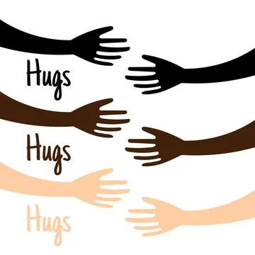 Human hands holding or embracing something logo sign. Creative emblem with ar Illustrazione stock