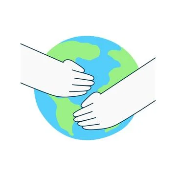 Human hands holding planet Earth, globe illustration isolated. Stock Illustration