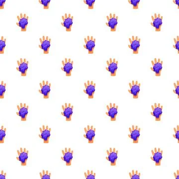 Human hands holding purple slime seamless pattern Stock Illustration