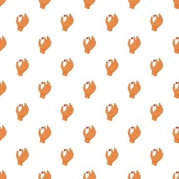 Human hands holding red and white pills seamless pattern Stock Illustration
