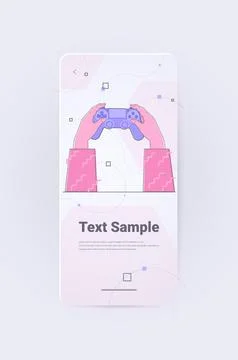 Human hands holding wireless gamepad controller game e-sports leisure gaming Stock Illustration