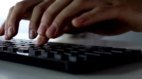 Human Hands on Keyboard Business working on tablet computer, Extreme close-up Stock-Footage 336585610