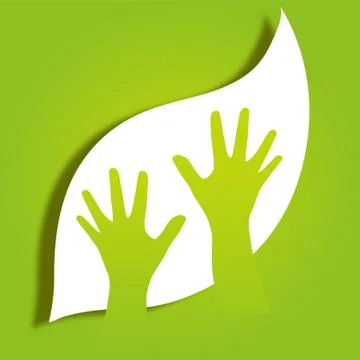 Human hands with leaf Stock Illustration