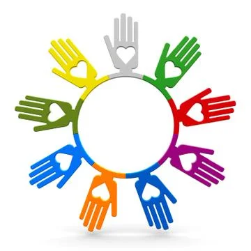 Human hands with love in the circle Stock Illustration