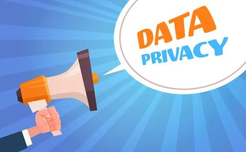 Human hands megaphone bubble data privacy General Data Protection Regulation Stock Illustration