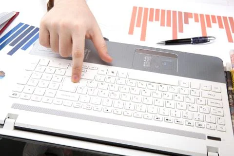 Human hands on the notebook keyboard 写真素材