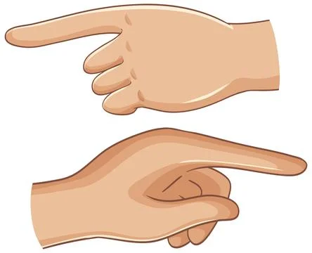 Human Hands Pointing Left and Right in Flat Vector Style Ilustração Stock