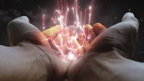 Human hands praying with particle effects Stock Footage 290273418