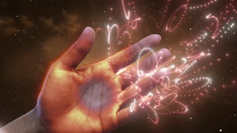 Human hands praying with particle effects Stock Footage 290274578