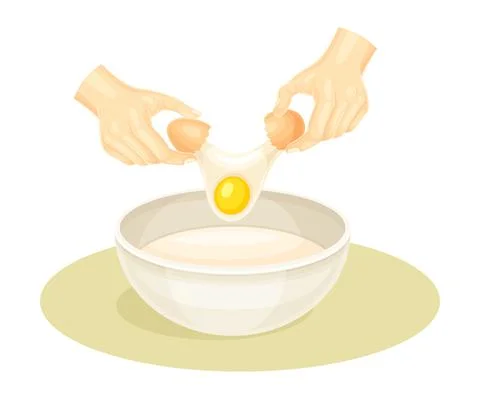 Human hands preparing dough. Kneading pastry for cookies, cake, pizza or bread Stock Illustration