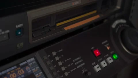 Human Hands pressing record button hdcam vtr, Close up Video stock 237551330