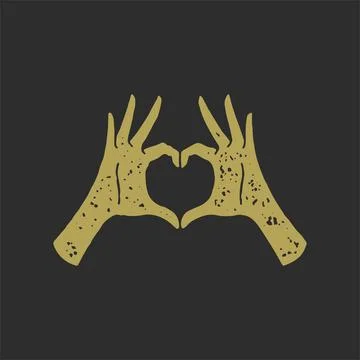 Human hands showing heart shape fingers retro grunge texture effect vector .. Stock Illustration