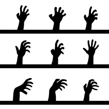 Human hands silhouettes set Stock Illustration