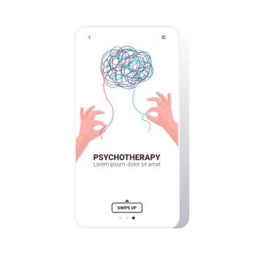 Human hands solving problem in tangled brain psychotherapy session treatment of Illustrazione stock