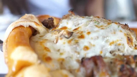 Human hands taking pieces slices of hot tasty italian pizza from open box, food Video stock 336586642