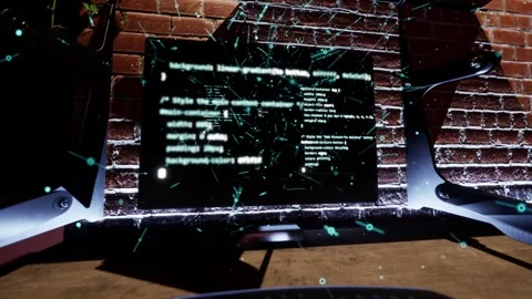 Human hands typing on computer keyboard front of display monitor Stock Footage 269690864