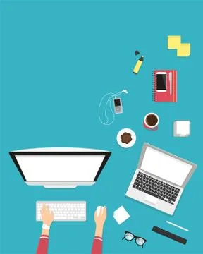 Human hands typing on the computer keyboard financial report Illustrazione stock