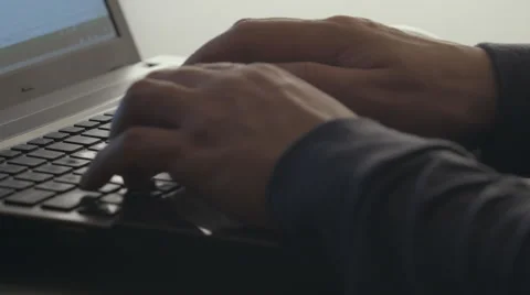 A human hands typing on a notebook on a desk Stock Footage 66786856