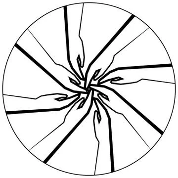 Human Hands united for a purpose (line drawing) Stock Illustration
