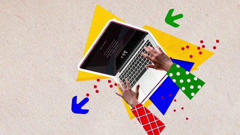 Human hands working on laptop, typing fast. Stop motion, animation. employees Stock Footage 262328085