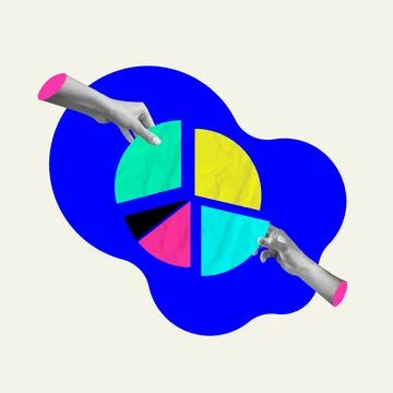 Human hands working with round graph, company analytics. Development of Stock Photos