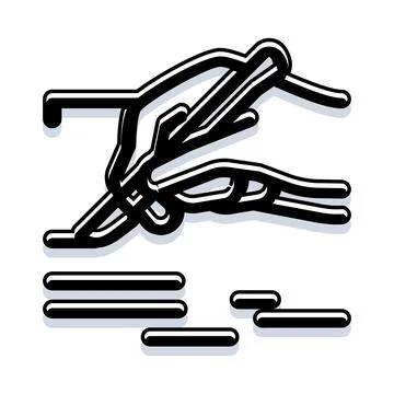 Human hands writing with a pen line abstract art illustration Stock Illustration