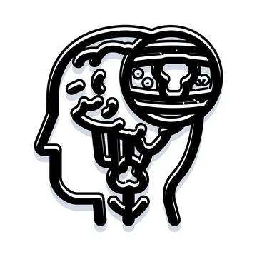 Human head accessing memory and information concept Illustrazione stock