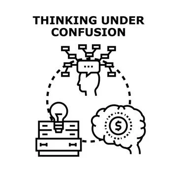 Human head analyzing business idea under confusion Stock Illustration