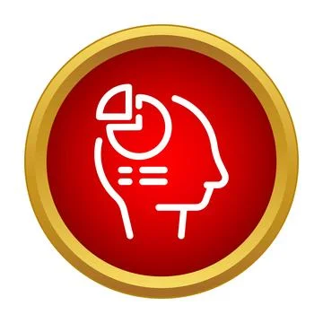 Human head analyzing data with pie chart icon 스톡 일러스트