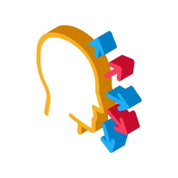 Human head and arrows isometric icon vector illustration 스톡 일러스트