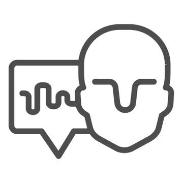 Human head and audio track line icon, Sound design concept, Soundwave music and Stock Illustration