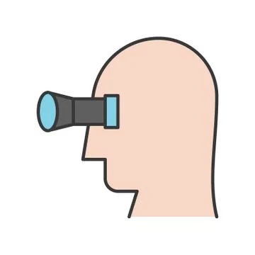 Human head and binocular, vision concept icon, editable stroke outline 스톡 일러스트