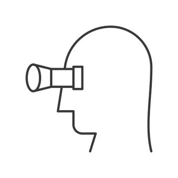 Human head and binocular, vision concept icon, editable stroke outline 스톡 일러스트