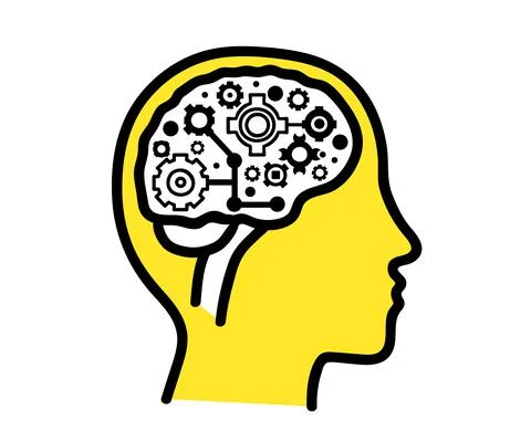 Human head and brain on the background. Stock Illustration